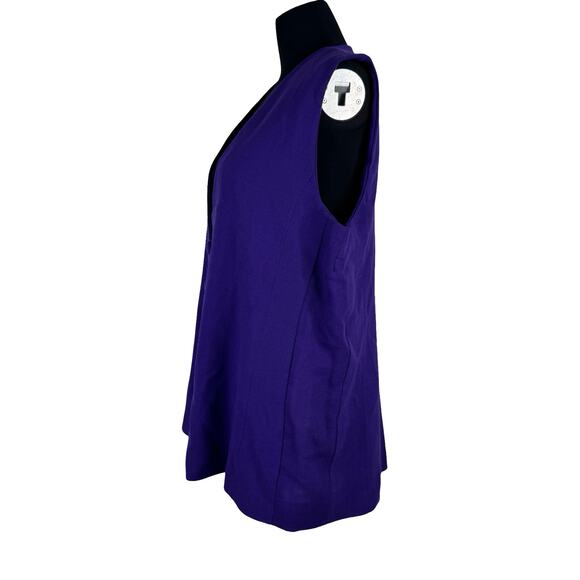 Vintage 90s Purple Longline Vest Tailored Minimalist S/M Chic Power - Picture 3 of 13